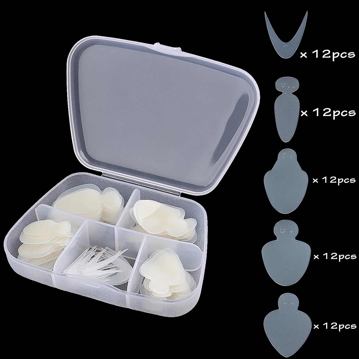 Fcozpjk French Forma Dual Stickers - 60pcs Reusable Silicone Nail Art Pads, Acrylic Mold for Gel Extensions, Model YCJ-050615