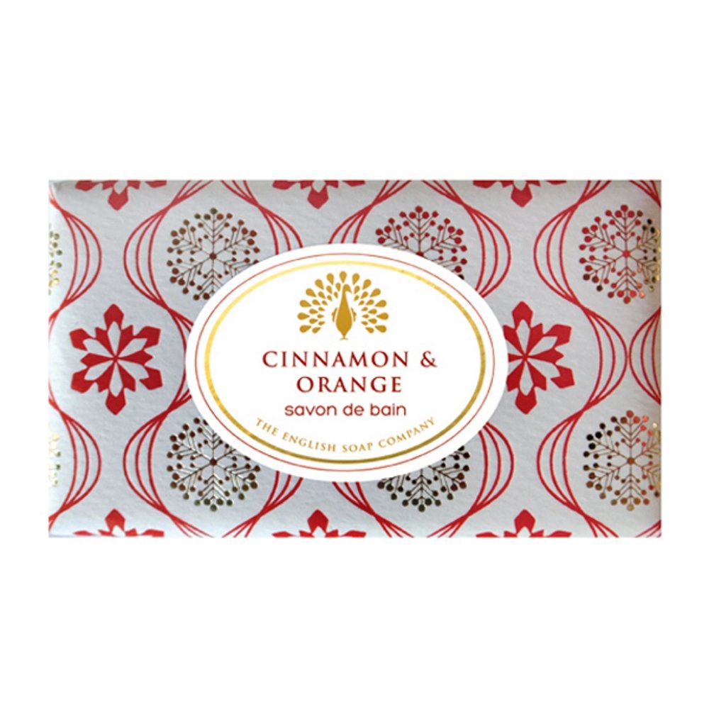 The English Soap Company Vintage Wrapped Soap Bar, Luxury Cinnamon Shea Butter Soap Bar, Moisturising Soap Bar for Face and Body