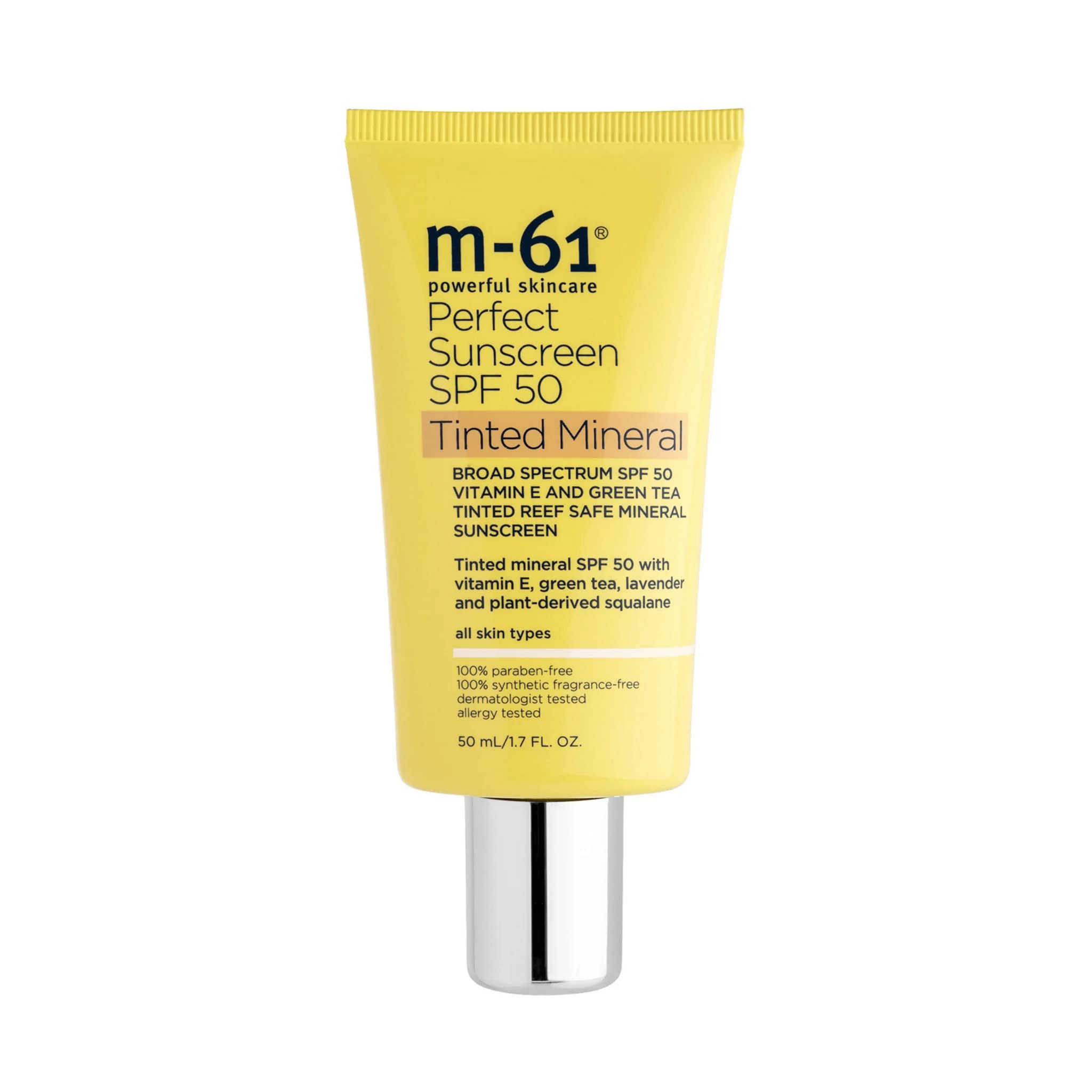 M-61 Perfect Mineral Sunscreen SPF 50 - Tinted | Universal Tinted, Reef-Safe, Mineral Sunscreen SPF 50 With Vitamin E, Green Tea