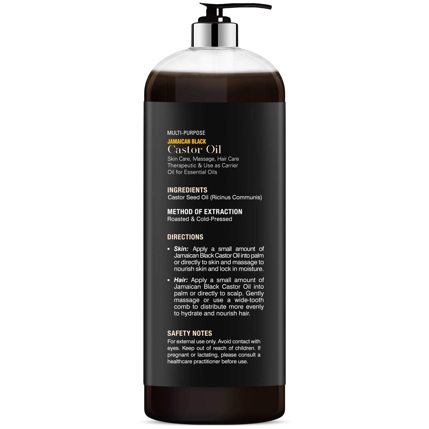 Majestic Pure Jamaican Black Castor Oil - Strengthening & Nourishing, 16 Fl Oz, Non-GMO, Brown