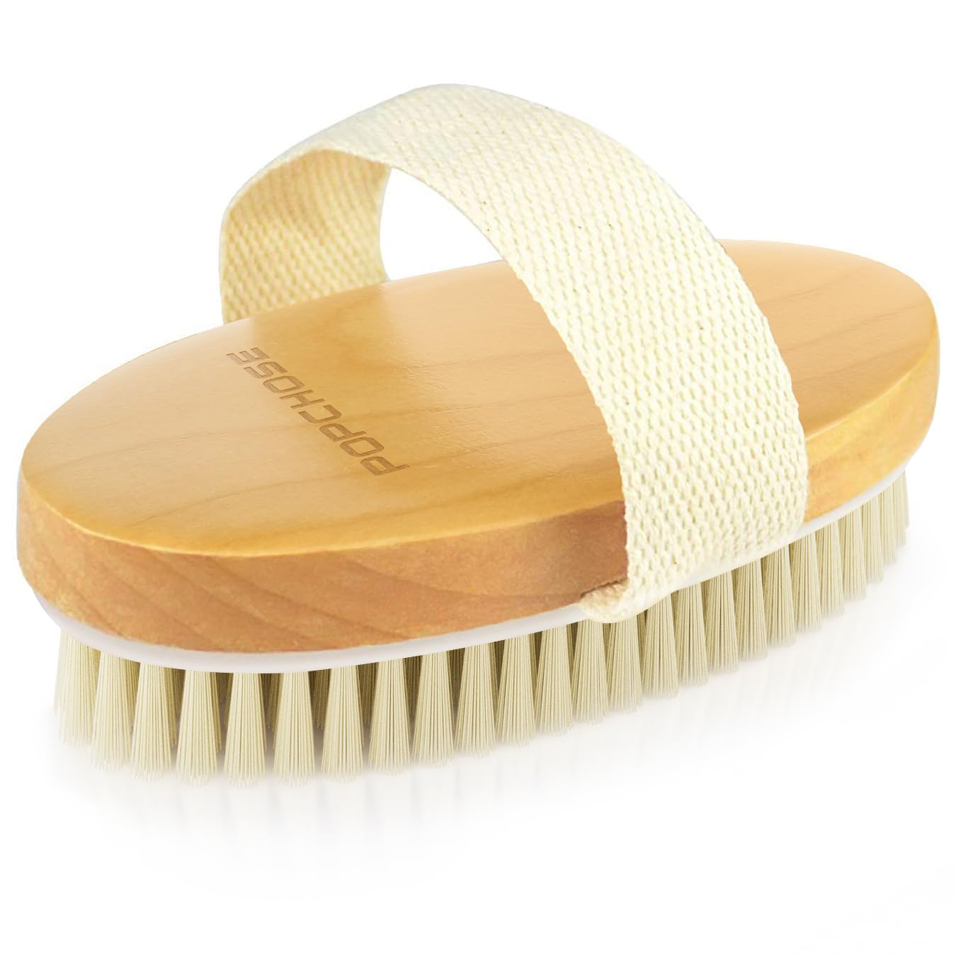 POPCHOSE Dry Brushing Body Brush, Dry Brush for Body, Natural Bristle Dry Skin Exfoliating Brush Body Scrub for Flawless Skin, C