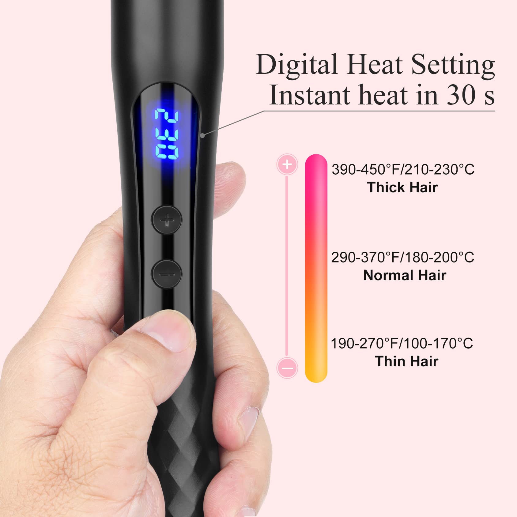 Hair Curling Wand, 0.5-1Inch Tapered Curling Iron, Professional Ceramic Hair Curler Wand With Adjustable Digital Temperature, Du