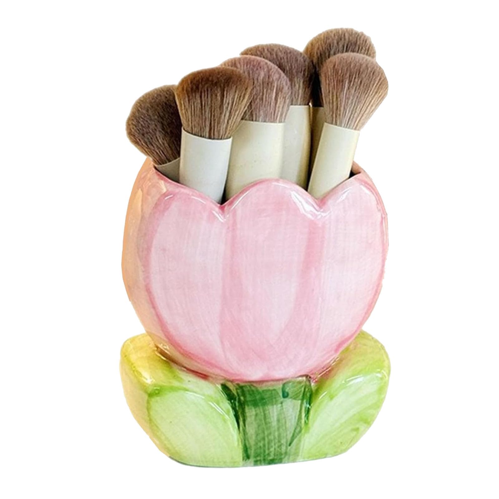 ZHU YU CHUN 1 PC Ceramic Tulip Make up Brush Holder Flower Toothbrush Holder Cosmetic Storage Box Pen and Pencil Holder Desktop