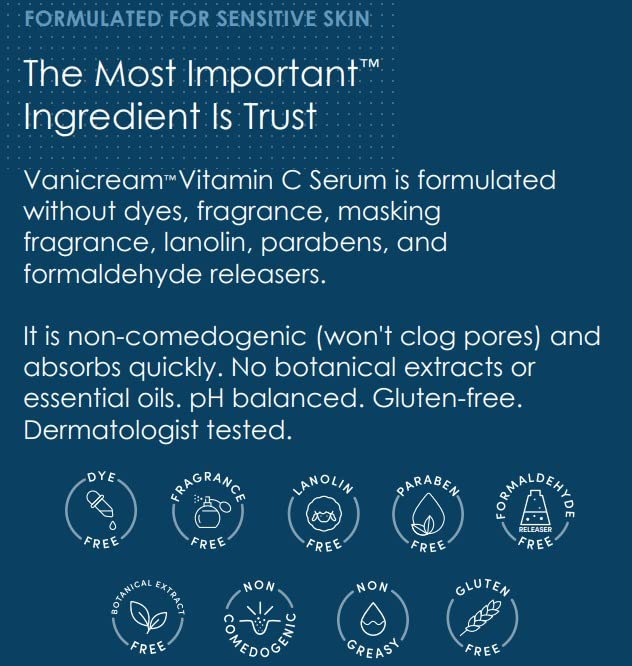 Vanicream Vitamin C Serum - Free Of Dyes, Fragrance, Masking Fragrance, Lanolin, Parabens & Formaldehyde Releasers - For Sensiti