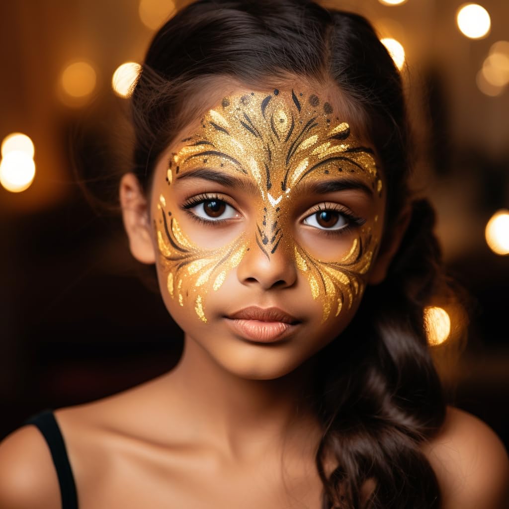 Ccbeauty Metallic Gold Face Paint Stick, Cream Blendable Full Body Paint Sticks,Sweatproof Waterproof Hypoallergenic Eye Black S