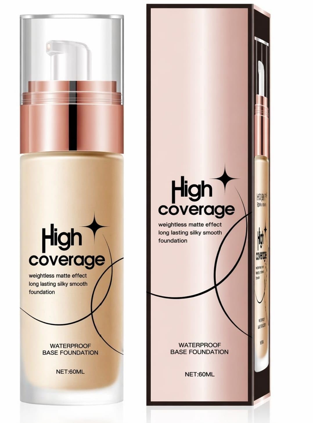 High Coverage Liquid Foundation | Waterproof Matte Finish | Long Lasting Smooth Base Makeup (60Ml)