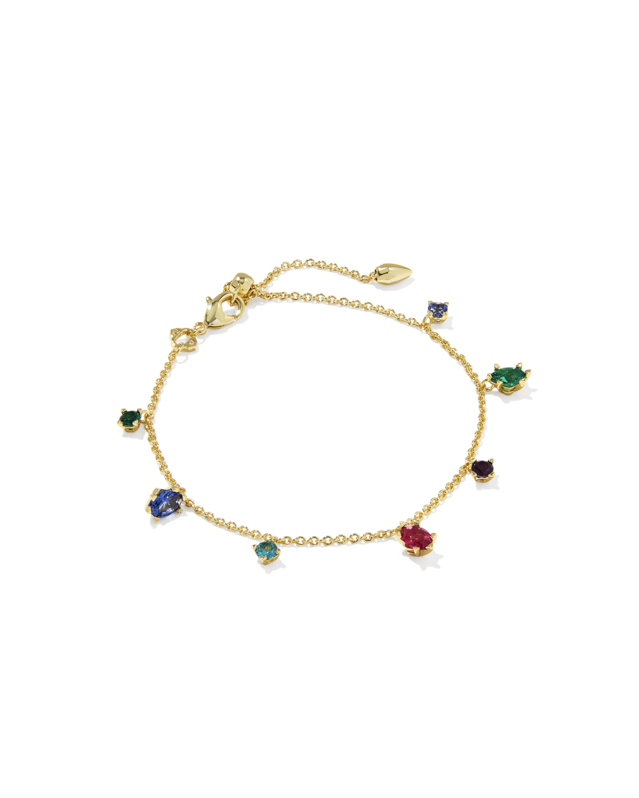 Kendra Scott Cailin Delicate Chain Bracelet, Multi Mix, 14k Gold-Plated Brass, Fashion Jewelry for Women