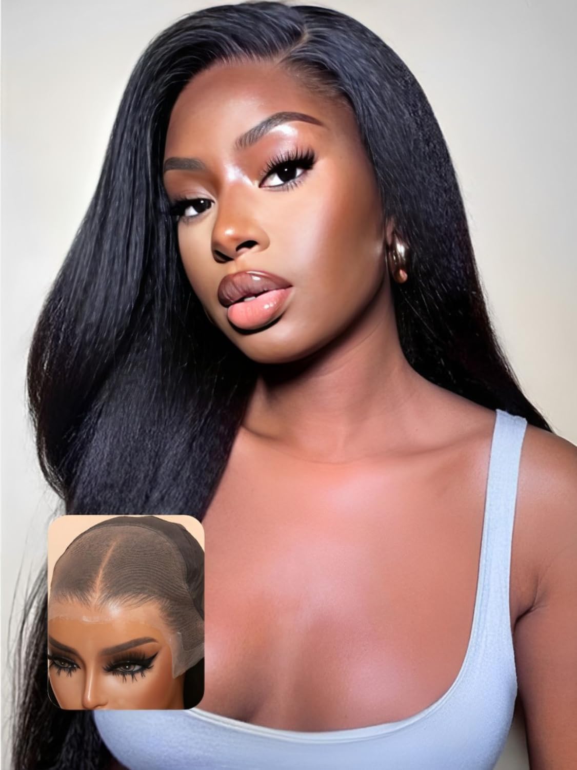 Unice Pre Everything Glueless Wigs Human Hair Pre Plucked Pre Cut With Ear Tape Yaki Straight 13X4 Lace Front Wigs Human Hair Bl