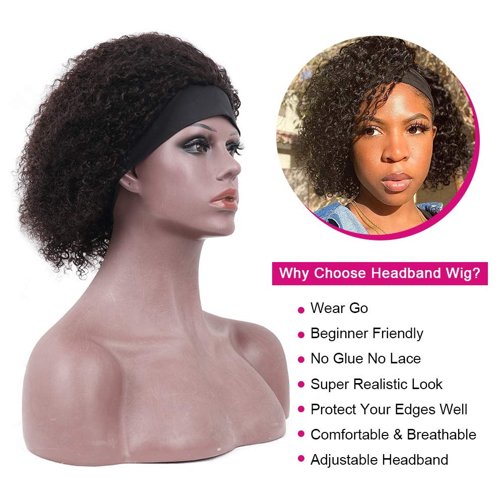 Legendhair Glueless Wig Human Hair Curly Bob Pixie Cut Headband Wigs Human Hair Afro Kinky Curly None Lace Front Wigs For Black
