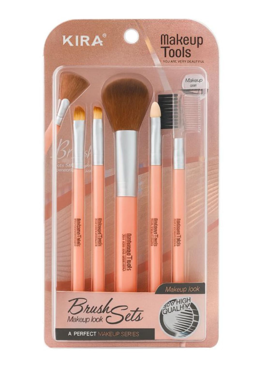 Kira 5Pcs Makeup Brush Set For Lip, Eyeshadow, Eyebrow, Eye Socket, And Blusher Applications, Smooth And Comfortable Makeup Brus