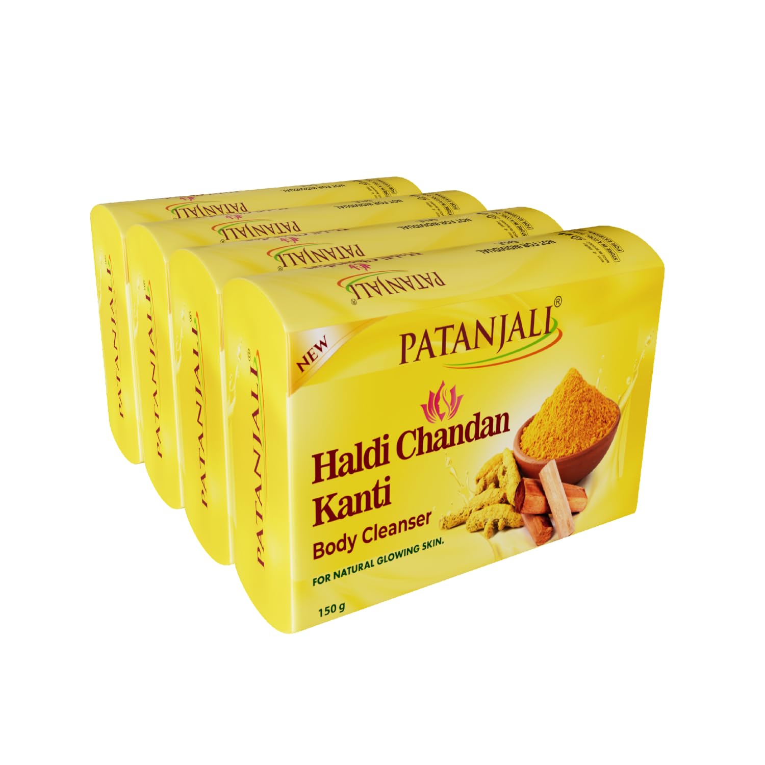 Patanjali Haldi Chandan Kanti Body Cleanser Soap For Men And Women(150G, Pack Of 4), Nourishing & Moisturizing, Natural Aloe Ver
