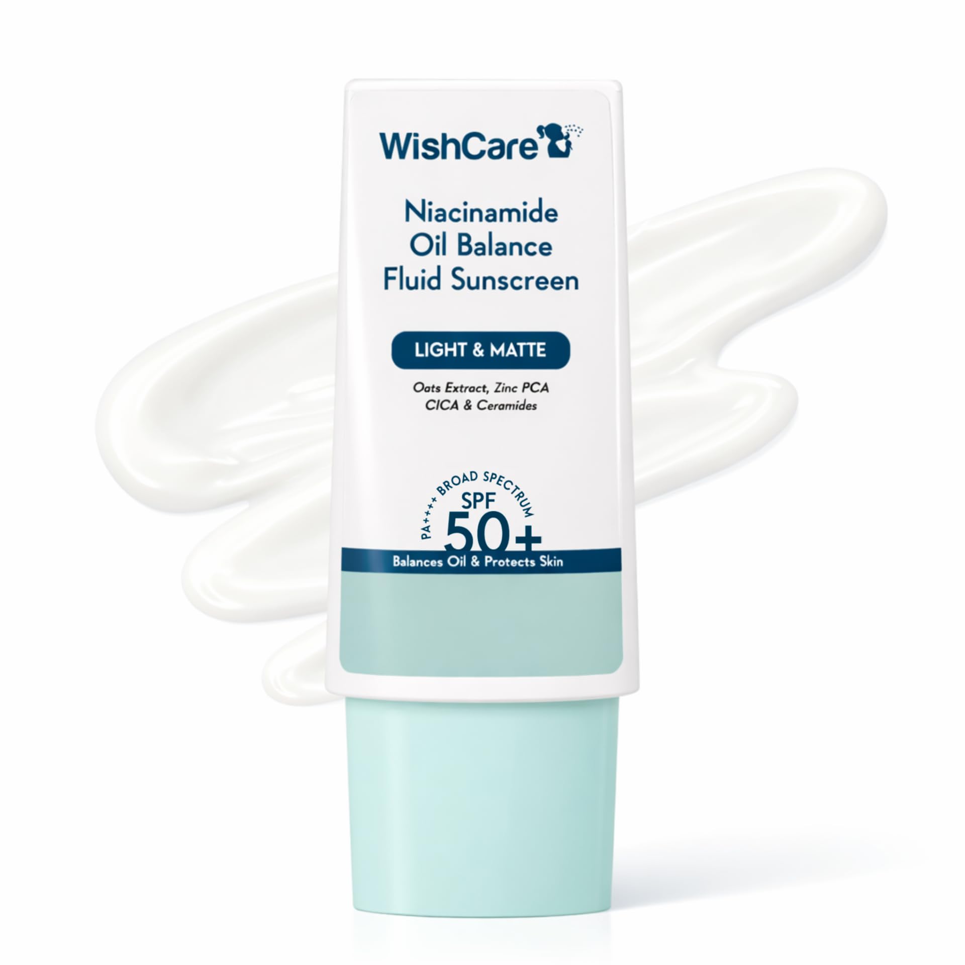 Wishcare Niacinamide Oil Balance Fluid Sunscreen Spf 50 Pa++++ In-Vivo Tested | 8Hrs+ Spf Protection | Lightweight, Matte & No W
