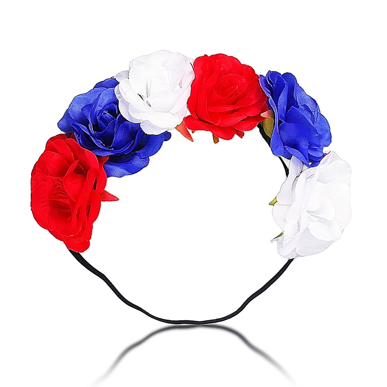Flower Crown Headband Red White Blue Rose Floral Hair Wreath Hairband Patriotic Hair Accessories 4th of July Celebration Headpie