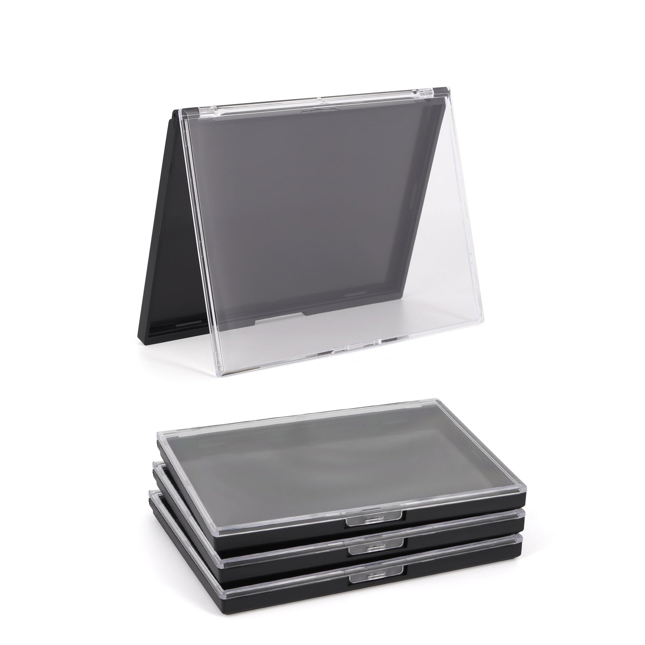 Ajltpa Magnetic Makeup Palette With Clear Top, 3Pack Empty Eyeshadow Pan Dispensing Storage Box With 60Pcs Adhesive Metal Sticke