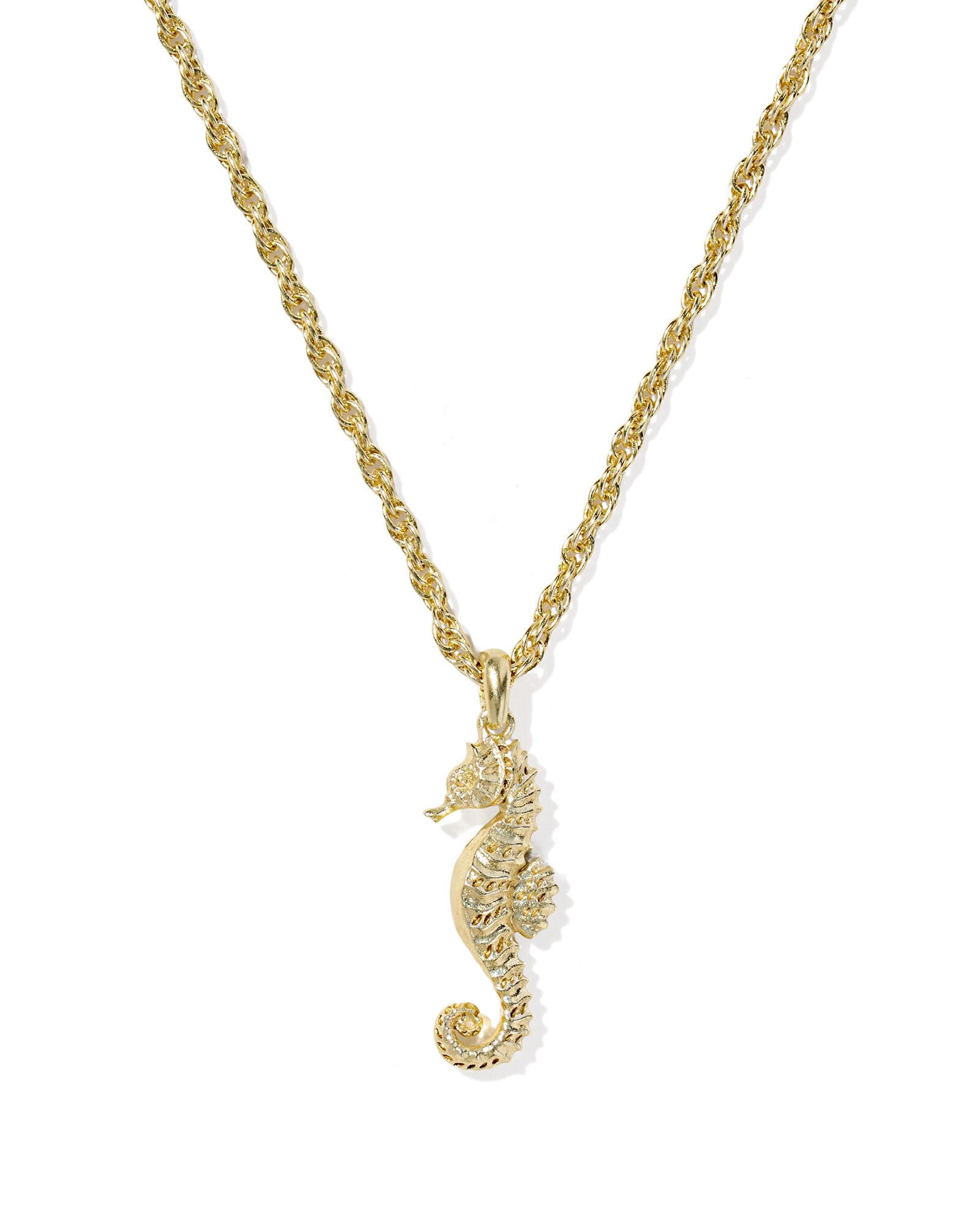 Kendra Scott Seahorse Short Pendant Necklace in Gold Metal, 14k Gold-Plated Brass, Fashion Jewelry for Women