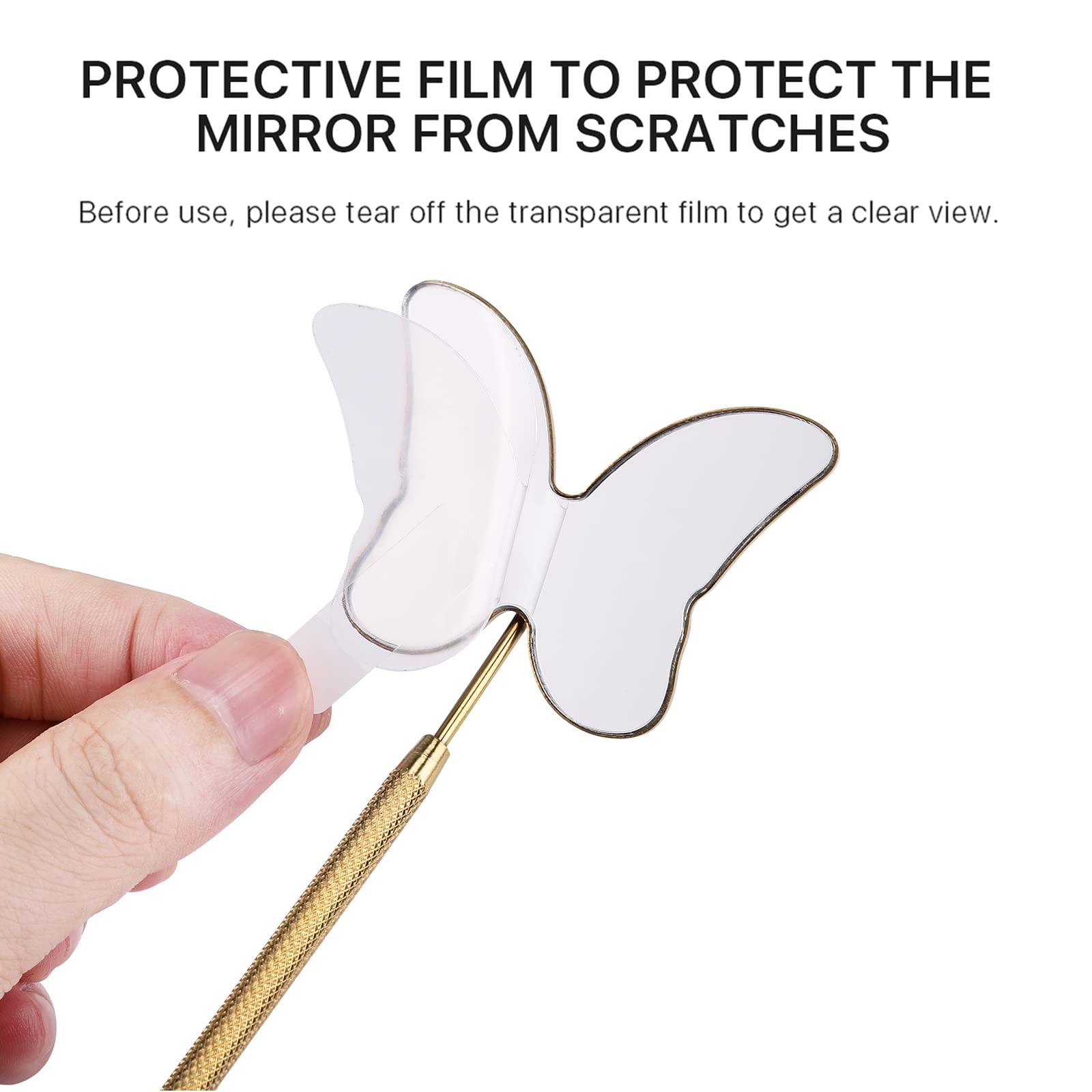 Miuffue Cute Butterfly Lash Mirror for Eyelash Extensions, 2.5inch Stainless Steel Detachable Eyelash Mirror, Gold