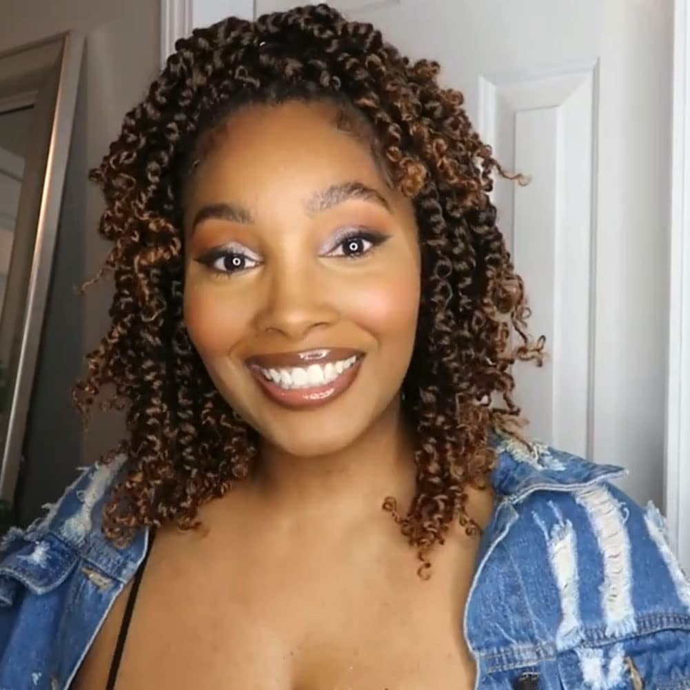 Passion Twist Hair 10 Inch Pre-twisted Passion Twist Crochet Hair for Women Kids Pre-looped Crochet Braids Bohemian Short Curly 