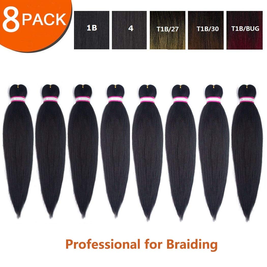 Pre-Stretched Professional Braiding Hair Easy Braiding Hair 24 Inch 8 Packs Hot Water Setting Soft Synthetic Braiding Hair Exten