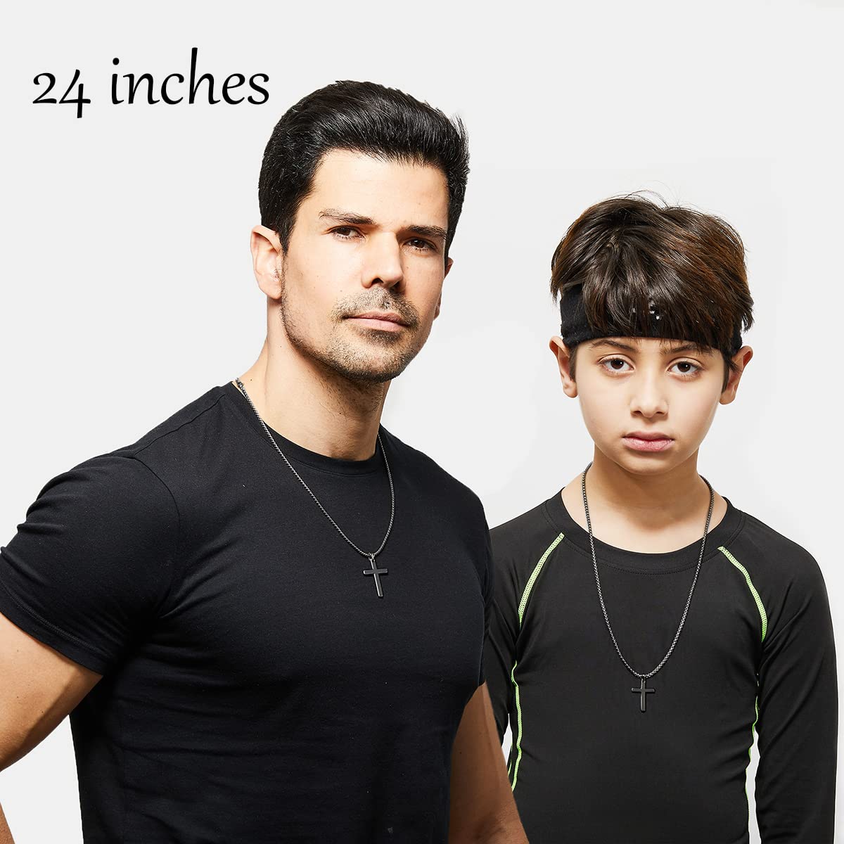 Stainless Steel Cross Necklace for men,Black Cross Necklace for boys kids tiny Small Cross Pendant Necklace 24 inches Simple Jew