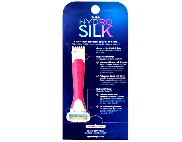 Schick Hydro Silk Trim Style Razor & Bikini Trimmer, 1 Count, Model 0729, Ideal for Sensitive Skin