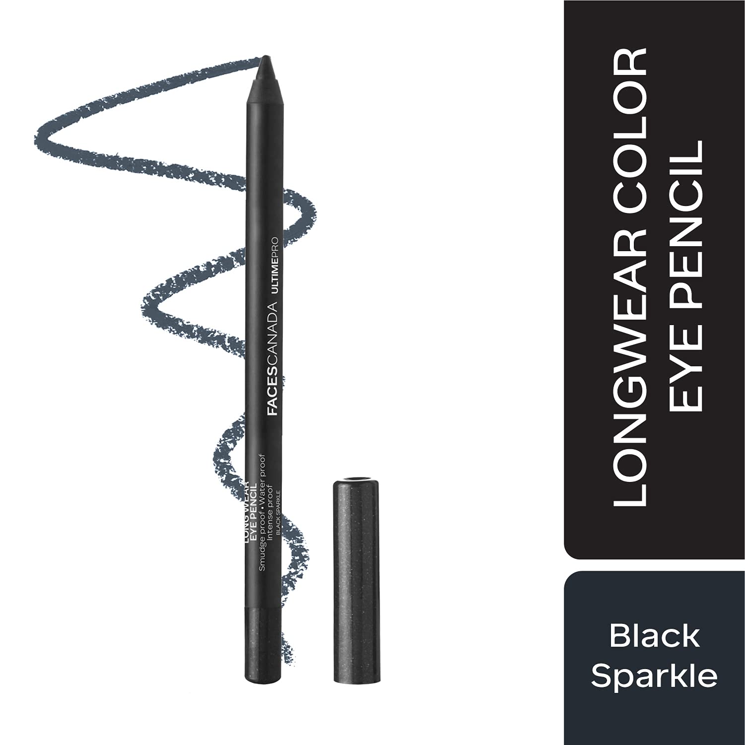 Facescanada Ultime Pro Eyeliner Pencil - Black Sparkle | 8 Hour Long Lasting | Smooth One Stroke Application | Soft Blendable Fo