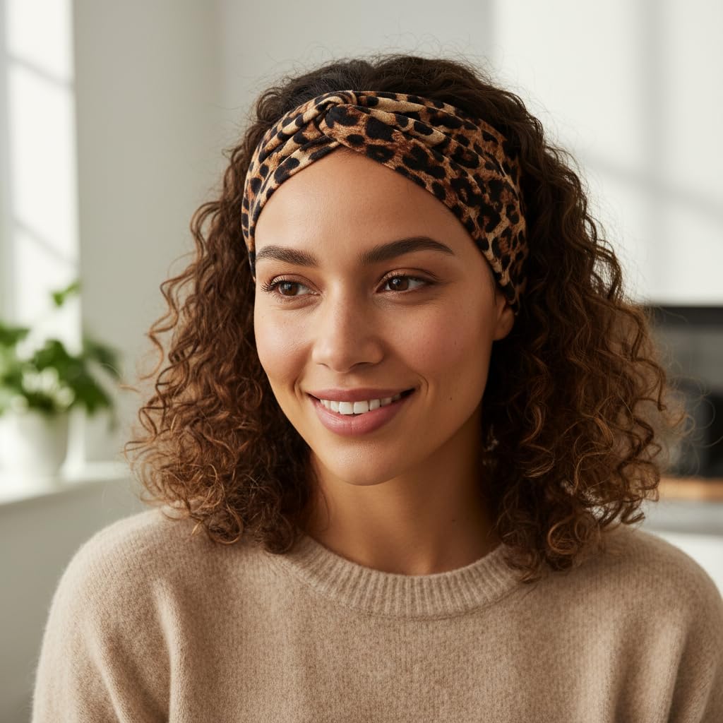 Future Tabs Animal Print Wide Bandana Knot Headband  Leopard Print | Head Hair Wrap Cloth For Men & Women | Stretchable & Comfo