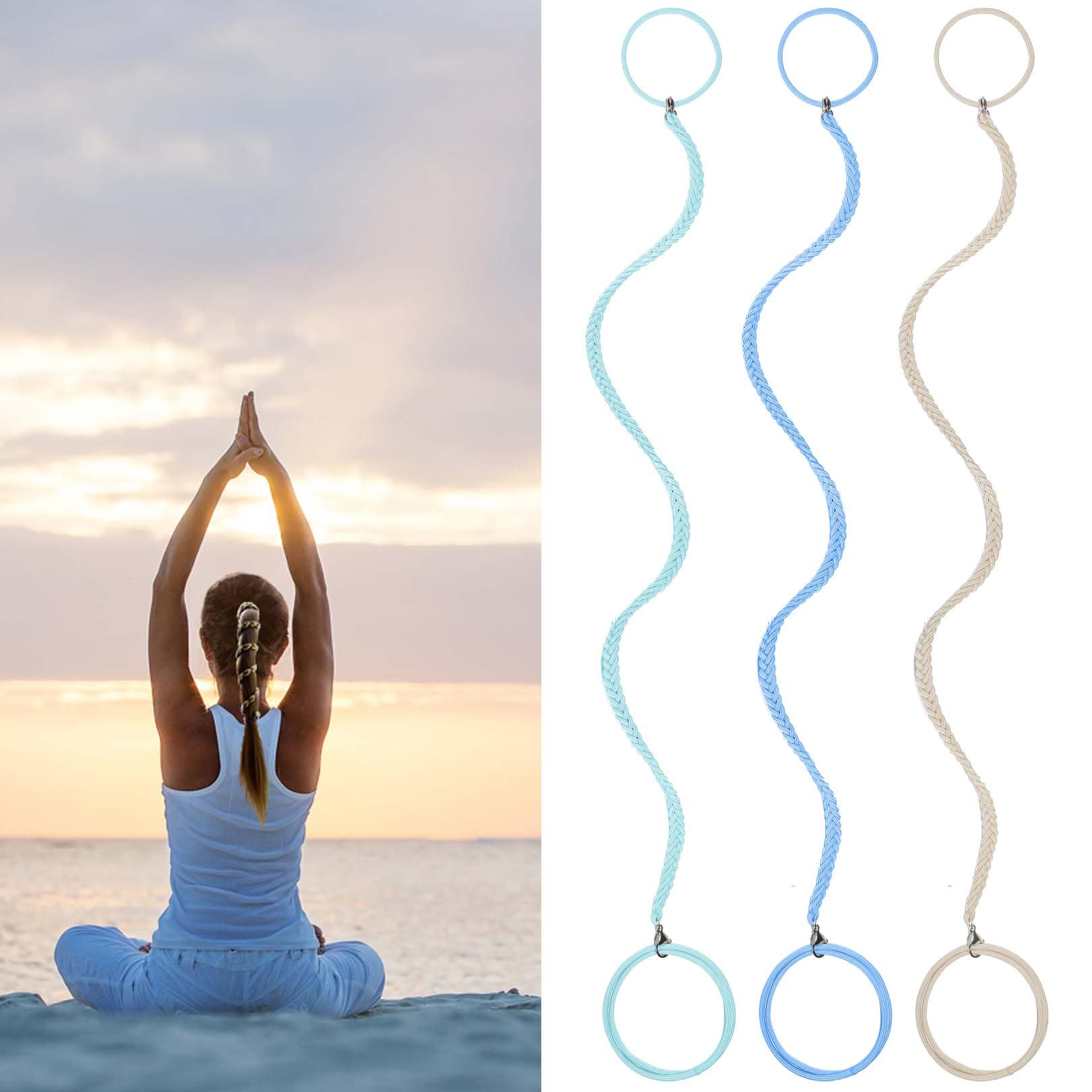3 Packs 16'' Elastic Hair Ties No Damage For Thin Hair, Workout Hair Bands For Water Wind Sports Strong Ponytail Holders For Wom