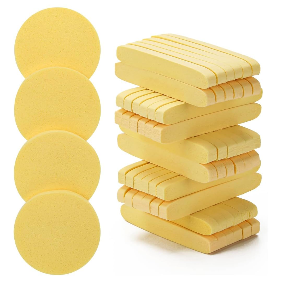 Savni Powder Puff Soft Face Makeup Sponge, Loose Powder Foundation Blending Sponges Set, Beauty Blender, Contouring, Wedge Trian