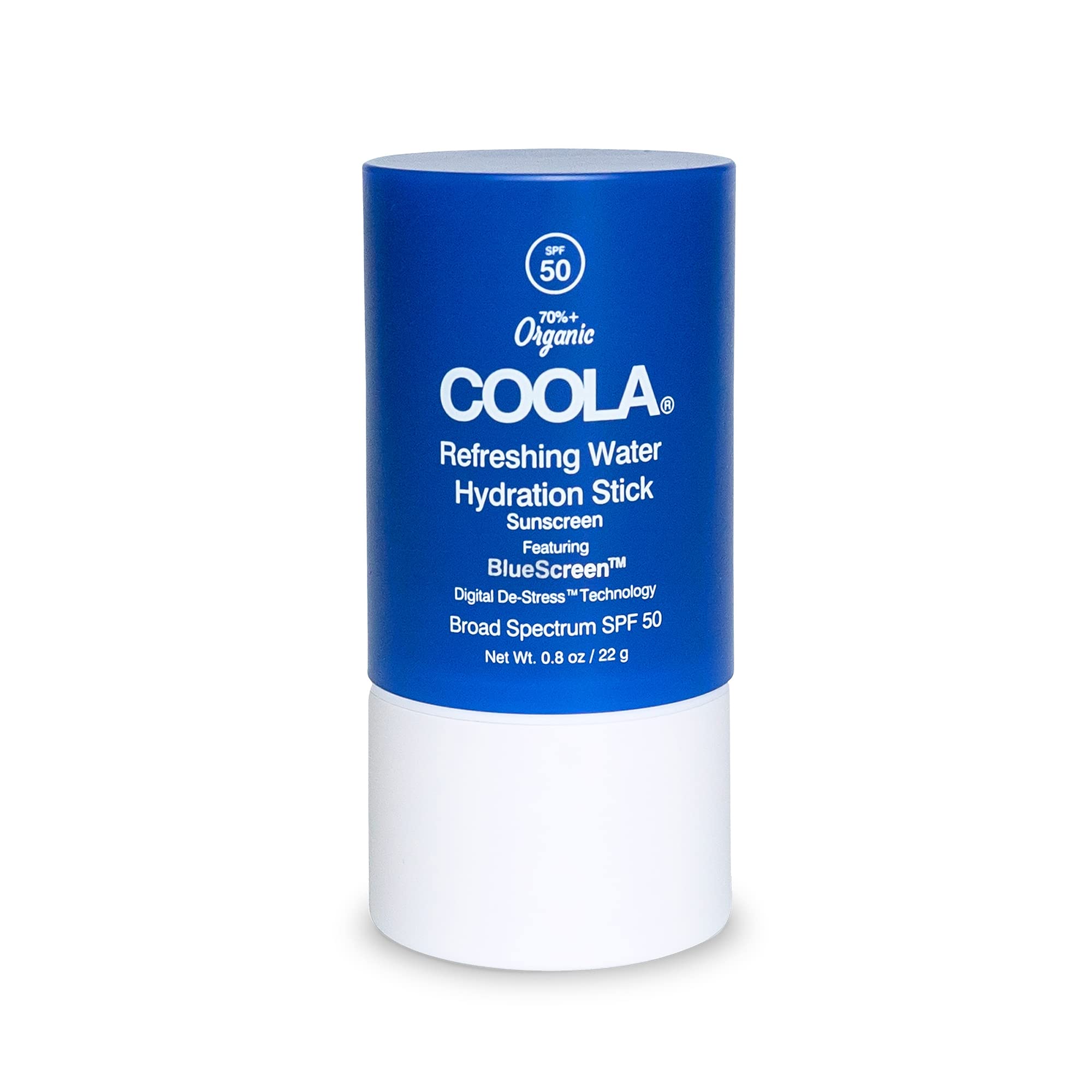 Coola Organic Refreshing Water Stick Face Moisturizer With Spf 50, Dermatologist Tested Face Sunscreen With Plant-Derived Bluesc