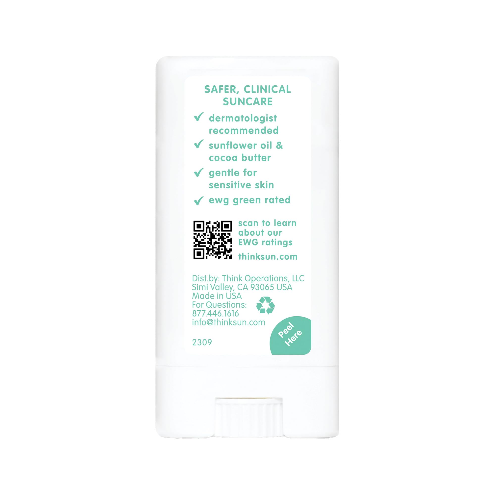 Thinksport Kids Spf 30 Mineral Sunscreen Stick, 0.64 Oz, Safe, Natural, Water Resistant Reef Safe Sunscreen For Children, Broad