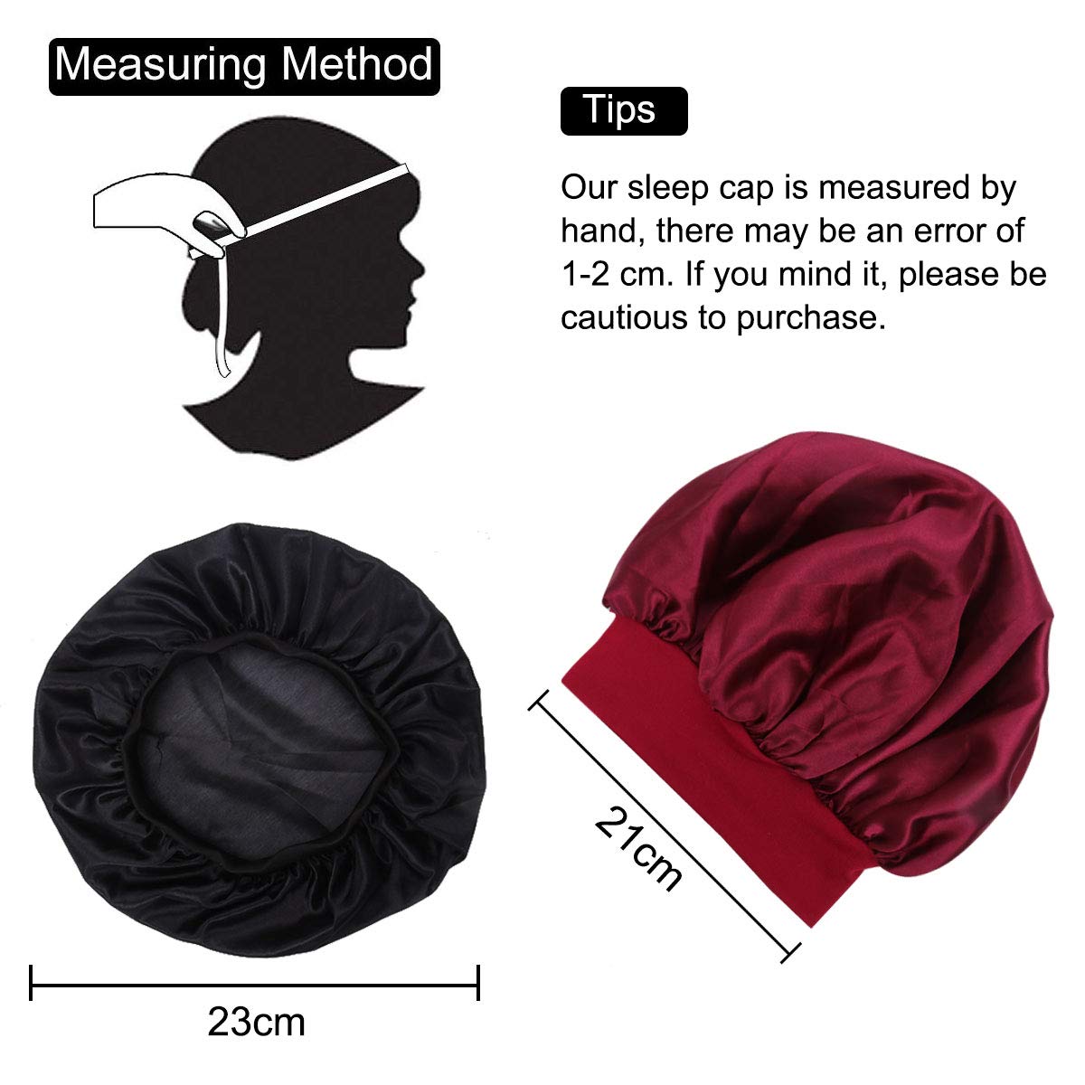 Lades Kids Satin Sleeping Cap - Childs Sleep Bonnet For Curly Hair Wrap With Adjustable Soft For Children Girls 3 Packs