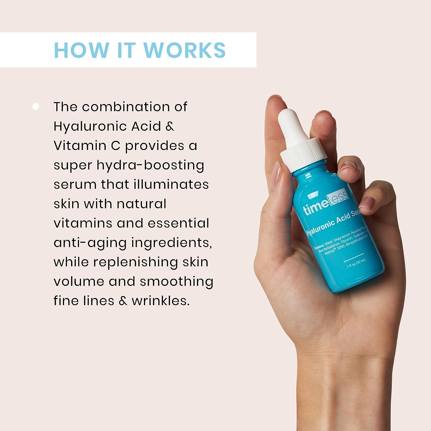 Timeless Skin Care Hyaluronic Acid Vitamin C Serum - 1 Oz - Brightens, Smooths, Rebuilds Collagen, Boosts Hydration - For All Sk