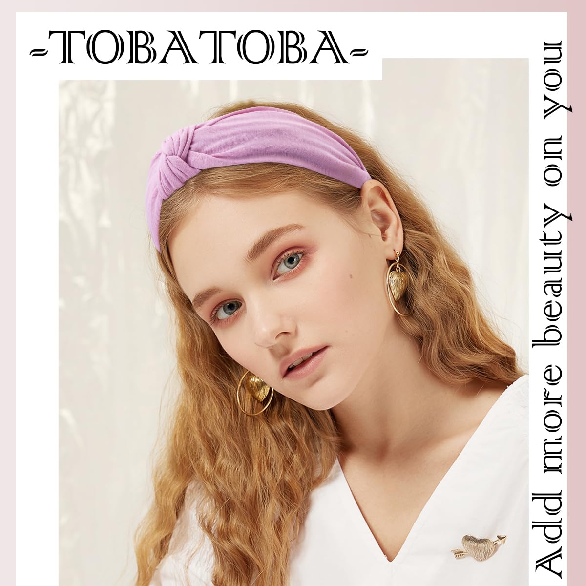 Tobatoba Pink 6Pcs Knotted Headband For Women Girls, Cotton Hair Accessories, Hair Styling, Securing Hair, Fashion Cute Headband