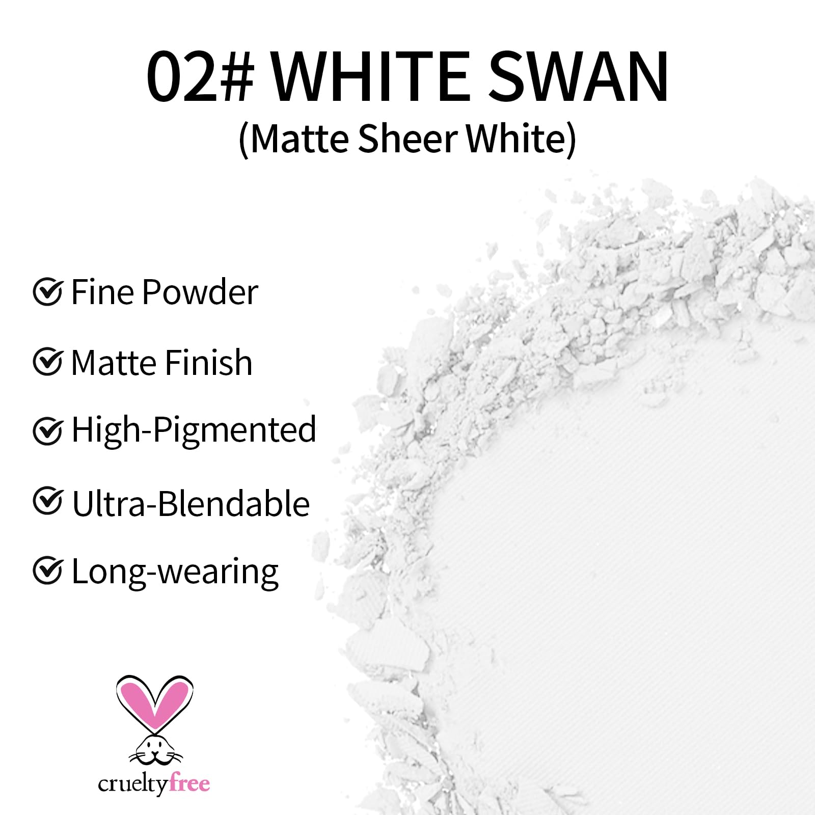 Erinde Single White Matte Eyeshadow Palette, Velvet Eye Shadow Compact Powder Primer Base Makeup, Long-Lasting Eye Makeup, Ultra