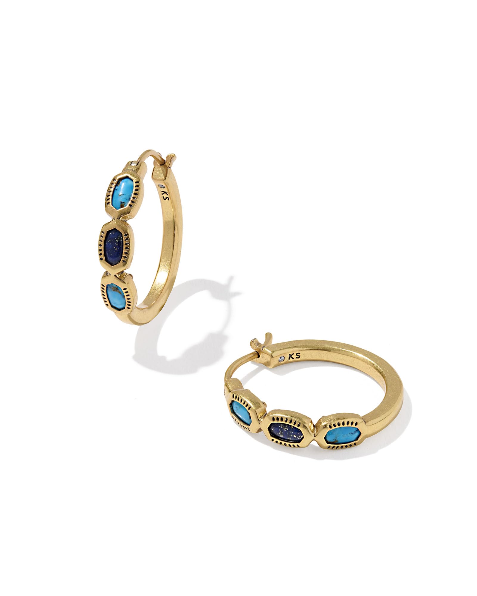 Kendra Scott Mini Elisa Hoop Earrings, 14k Gold-Plated Brass, Fashion Jewelry for Women, Blue Mix
