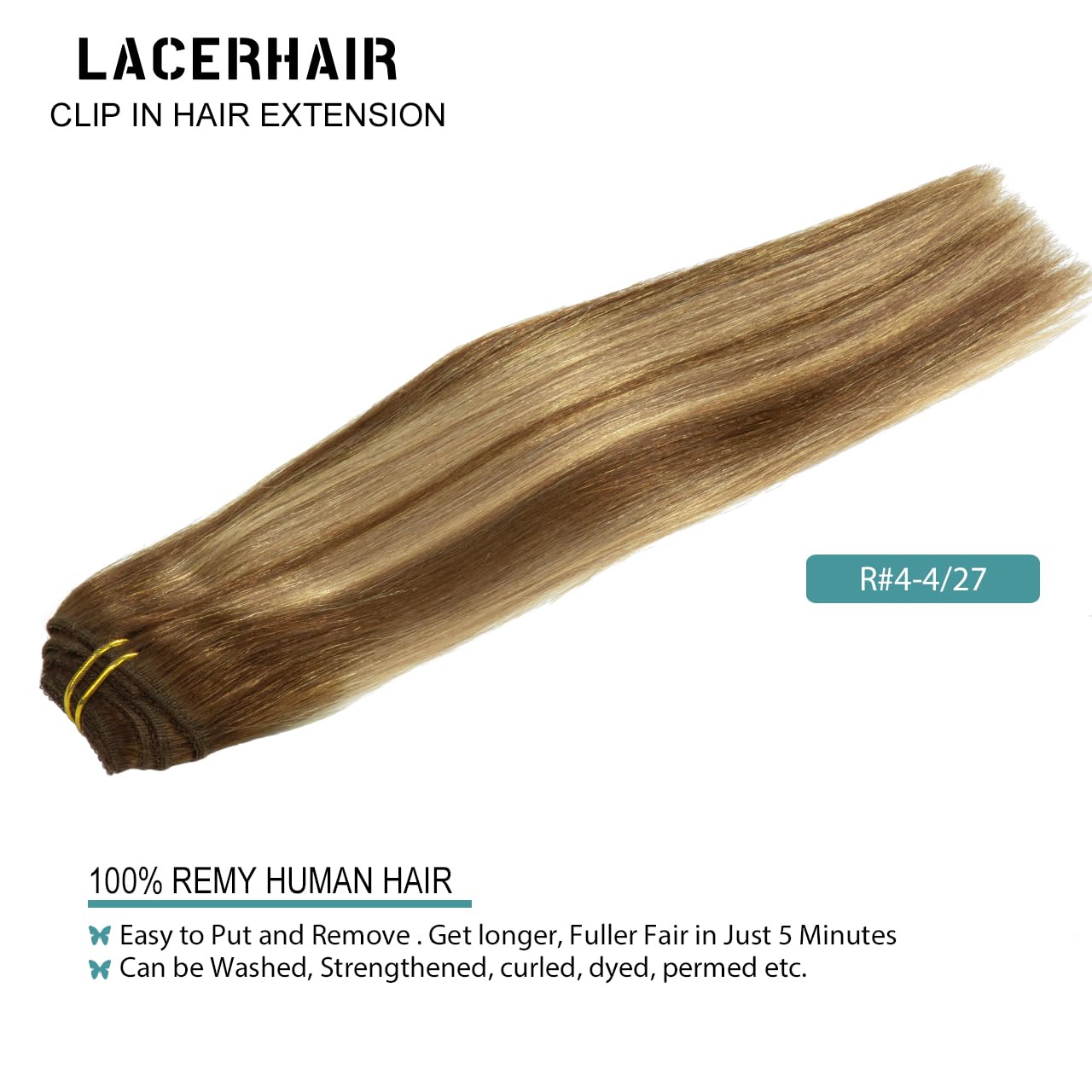 Lacer 7Pcs 140G Hair Extensions Clip In Human Hair Remy Ombre Chocolate Brown To Strawberry Blonde Balayage Clip In Human Hair E