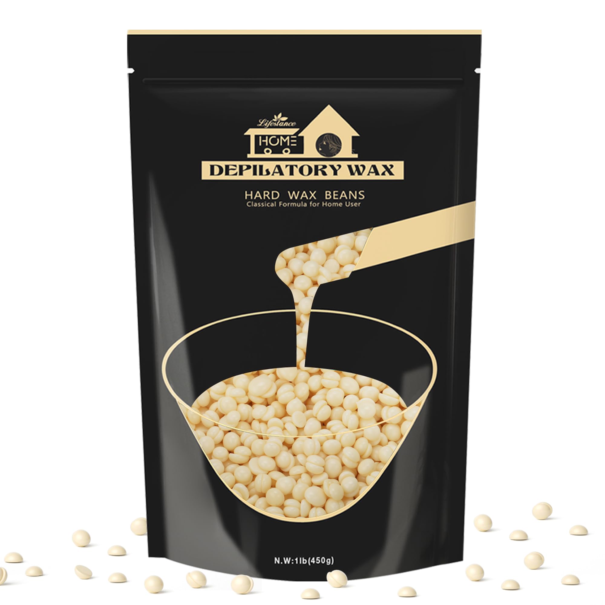 1lb Hard Wax Beans, Lifestance Wax Beads Hair Removal Hard Wax Kit for Thin & Fine Hair, Sensitive Skin, Waxing Beads for Face, 