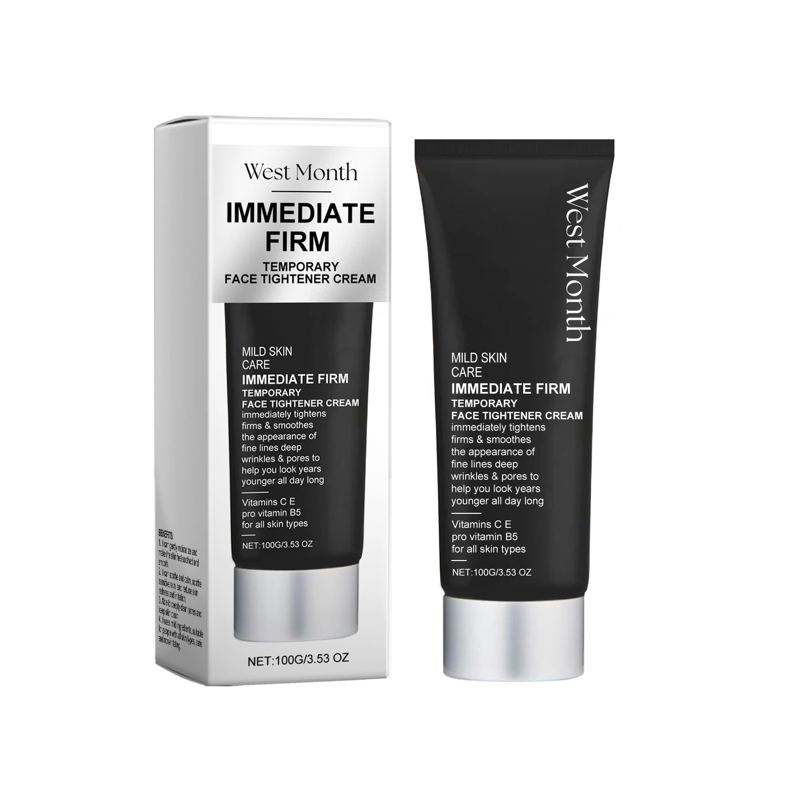 Instant Firming Face Cream, Temporary Face Tightener with Deep Moisturizing, AntiAging Skin Care for Fine Lines, Wrinkles, 3.53