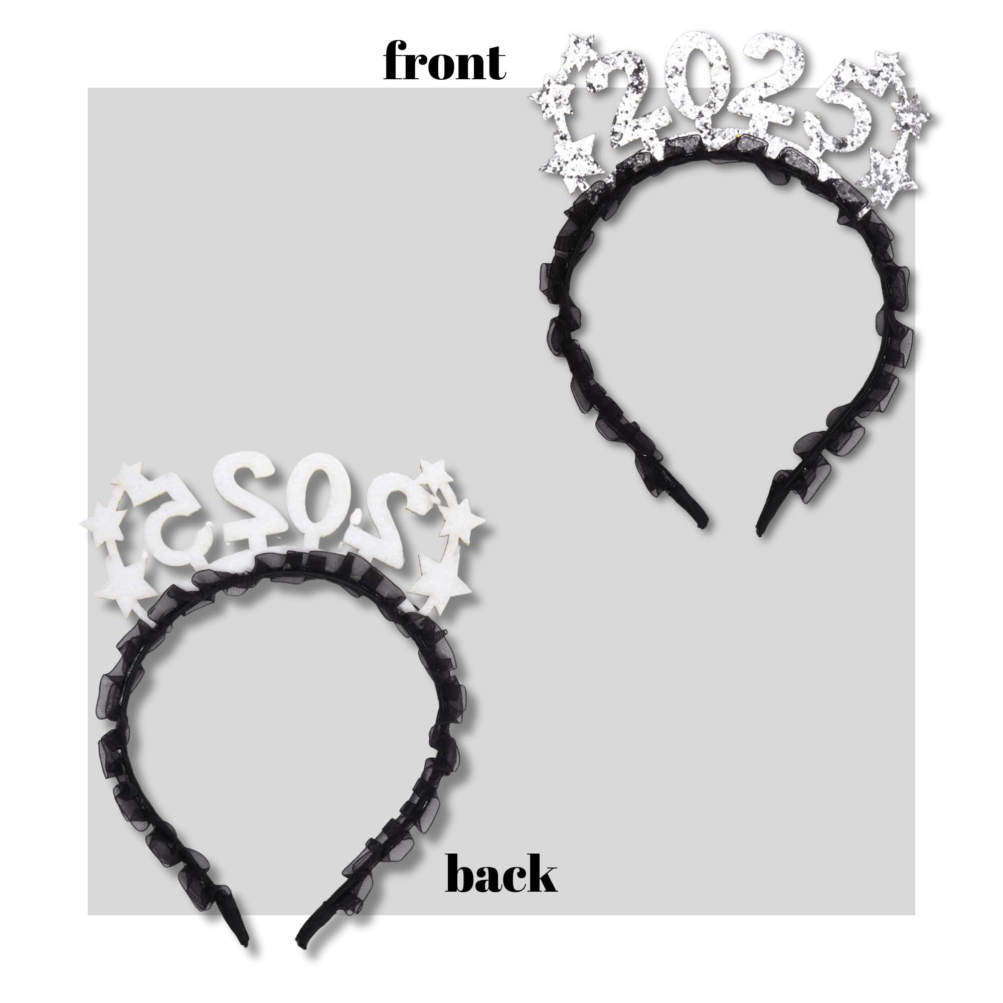 Needzo 2025 Happy New Year Headband, Glitter Headwear Party Decorations, One Size Fits Most