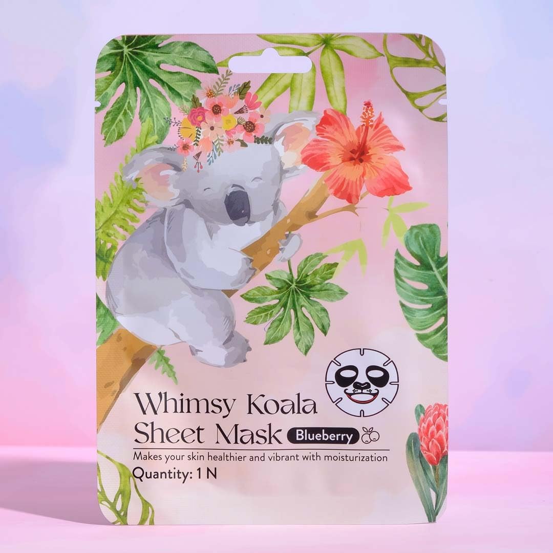 Whimsy Beauty Koala Kids Facial Sheet Mask | Hydrating Face Mask With Glow Boosting Serum | Gentle Skin Care Sheet Mask For Girl