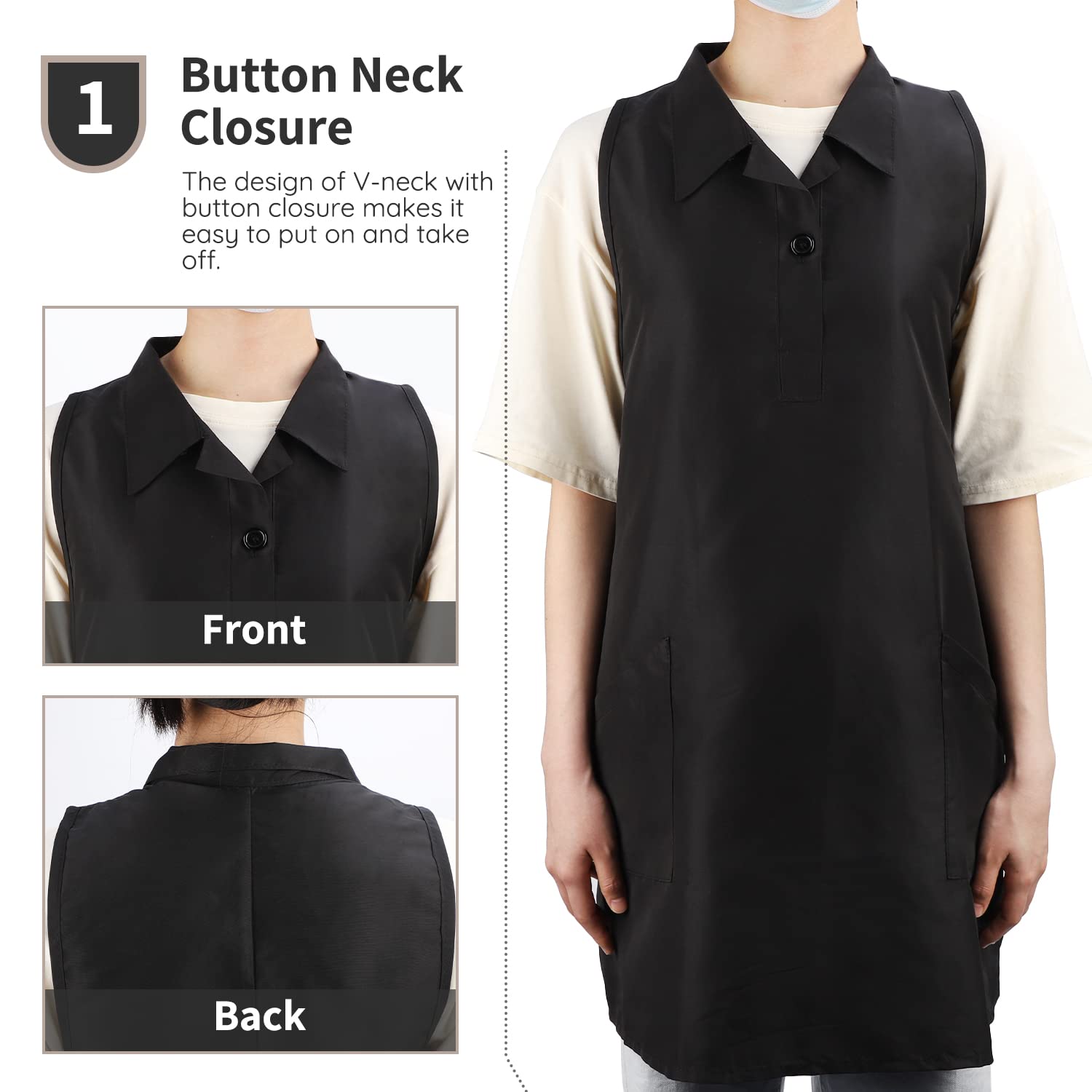Segbeauty Barber Hairdresser Apron, Hair Stylist Salon Smock Aprons With Pockets, Cosmetology Salon Apron Pet Groomer Gown Sleev