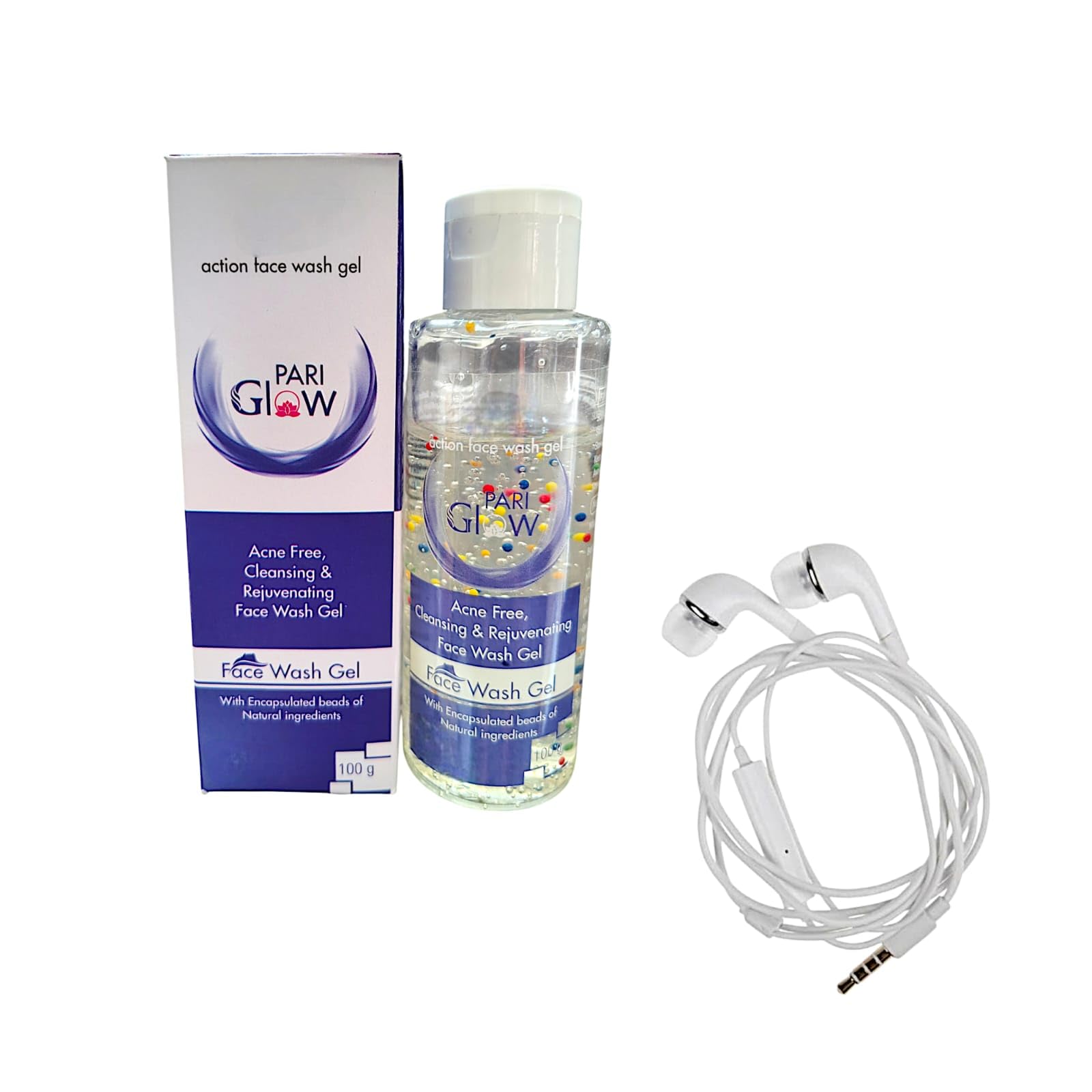 3 Action Face Wash Pari Glow Skin Brightening Cleanses And Rejuvenating All Skin Type 100G Pack Of 1 Free Earphone