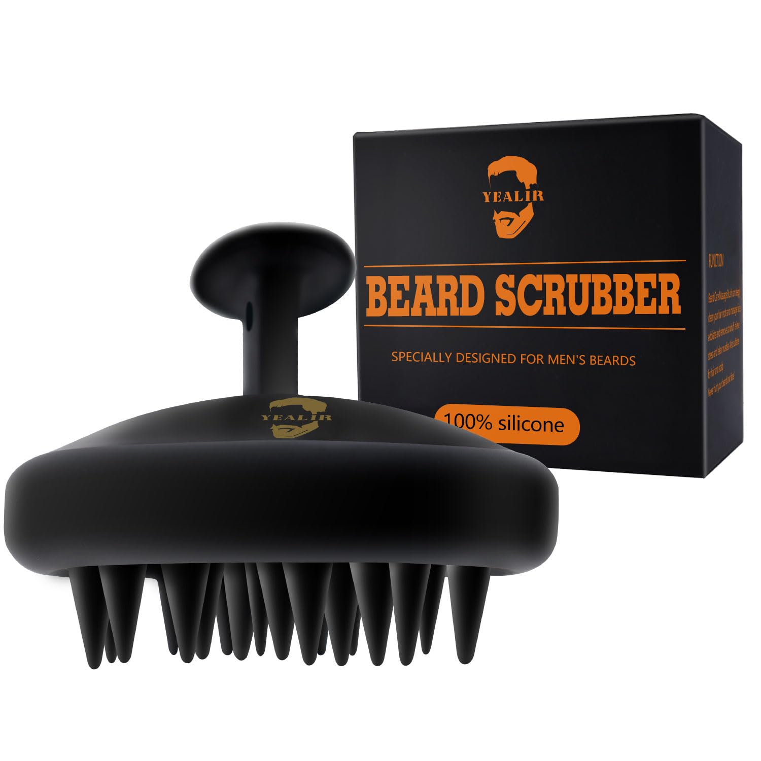 Yealir Beard Brush For Men, Silicone Beard Scrubber, Deep Cleans, Hair & Beard Exfoliator Helping Beard Shampoo Better Clean The