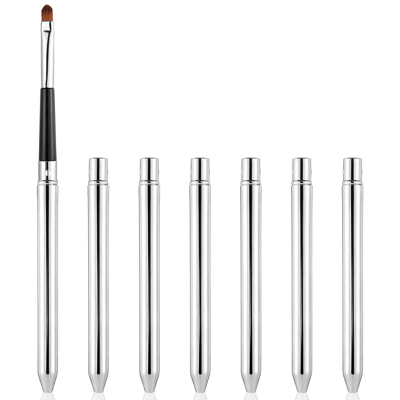 6 Pcs Retractable Lip Brush Silver Lip Brush for Lipstick Gloss Lipstick Brushes Lips Makeup Brushes with Cap for Women Precise 