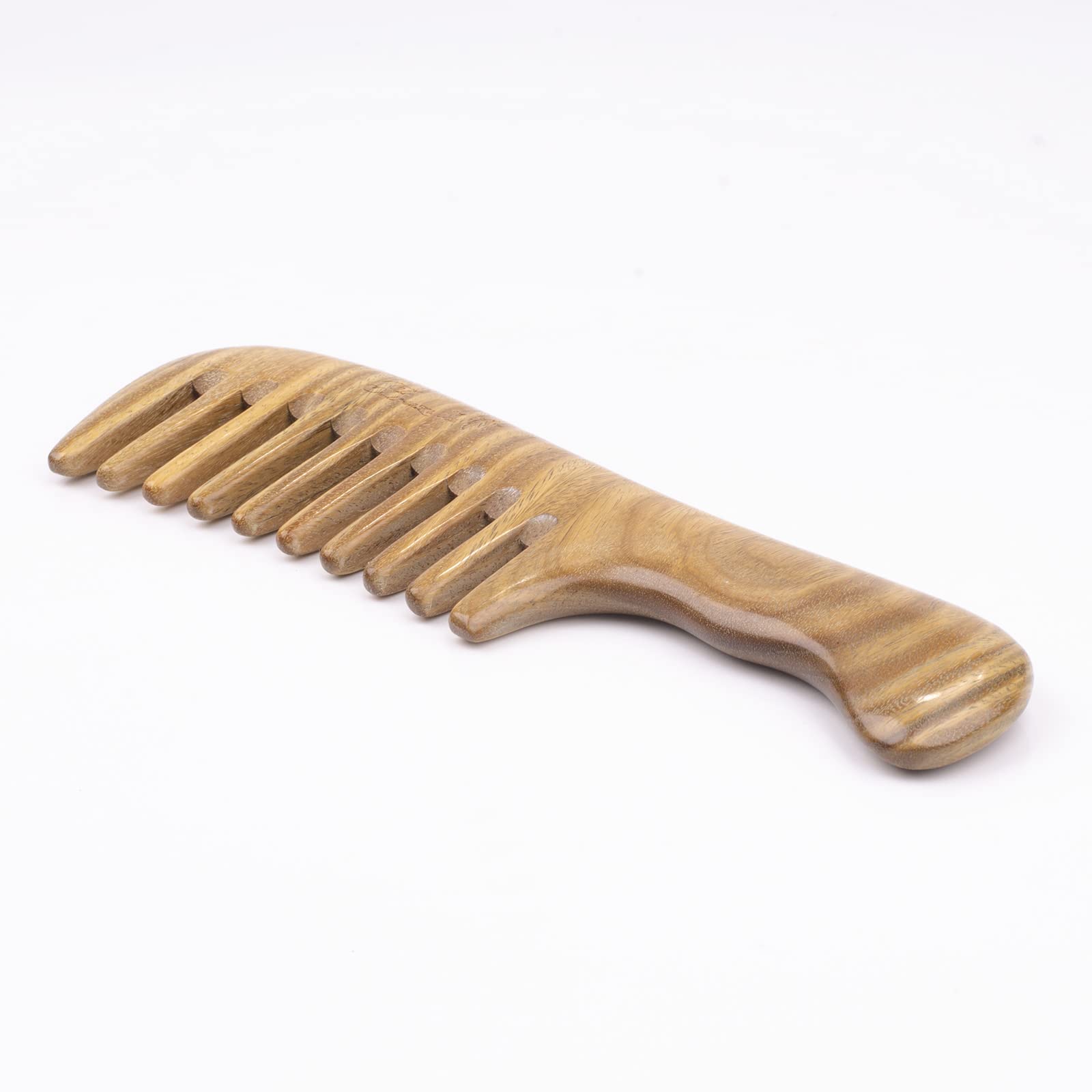 Breezelike Sandalwood Hair Comb - Natural One Piece Wooden Wide Tooth Comb - No Static Seamless Wood Comb For Detangling