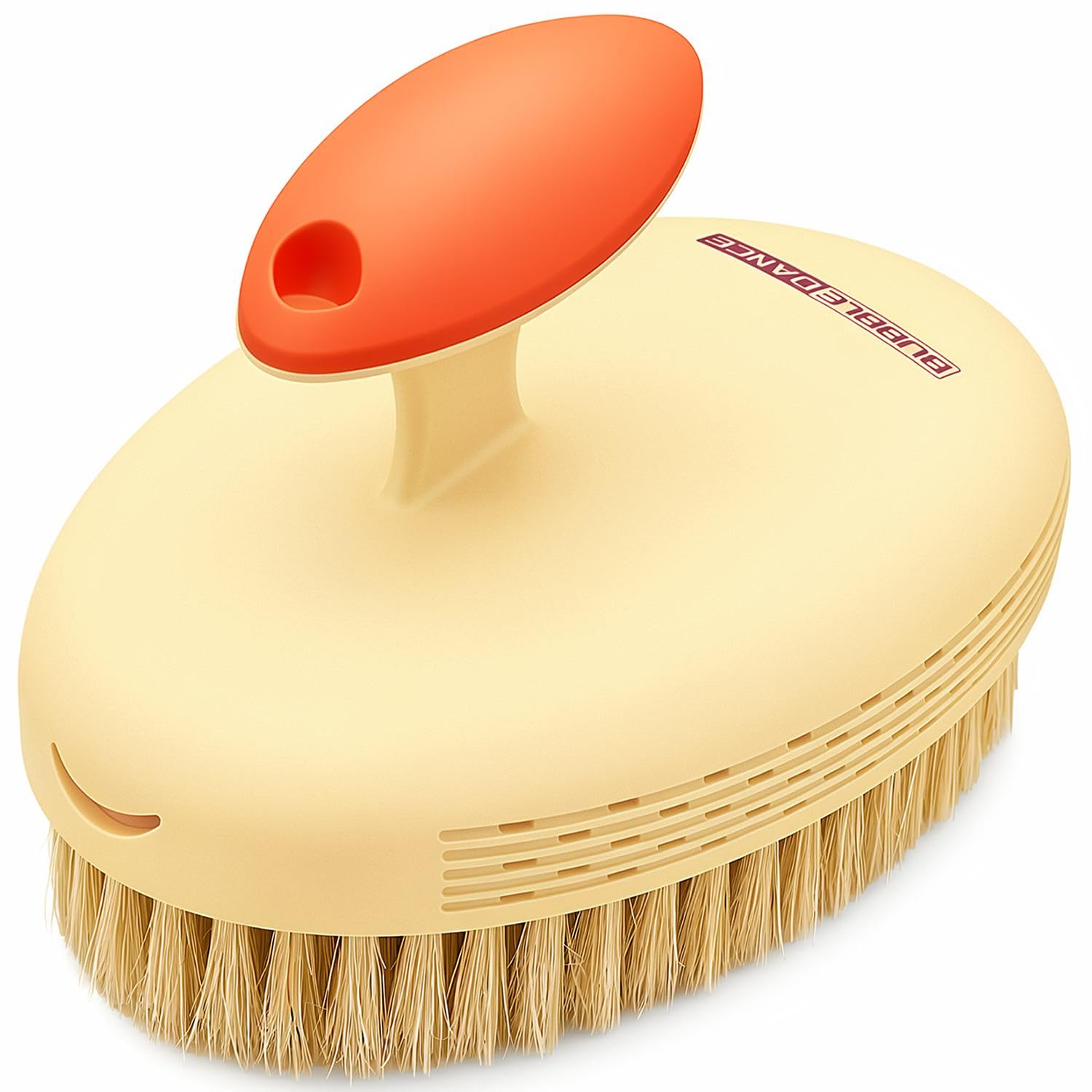 BUBBLEDANCE Dry Body Brush, Pebble Base, Natural Boar Bristles, No Shedding