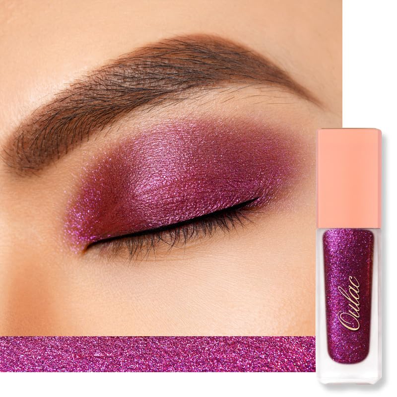 Oulac Metallic Purple Raspberry Duo Chrome Eyeshadow With Blue Sparkle, Sparkling Finish, Infused With Sodium Hyaluronate & Aloe
