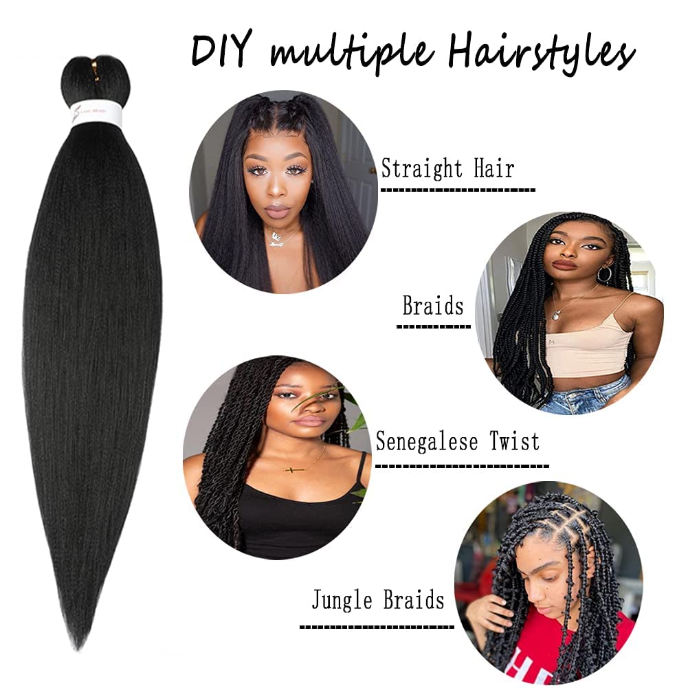 Showcoco Easy Braid Pre Stretched Braiding Hair Auburn Brown 32 Inch Yaki Texture Easy Crochet Braids 8 Packs Hot Water Setting