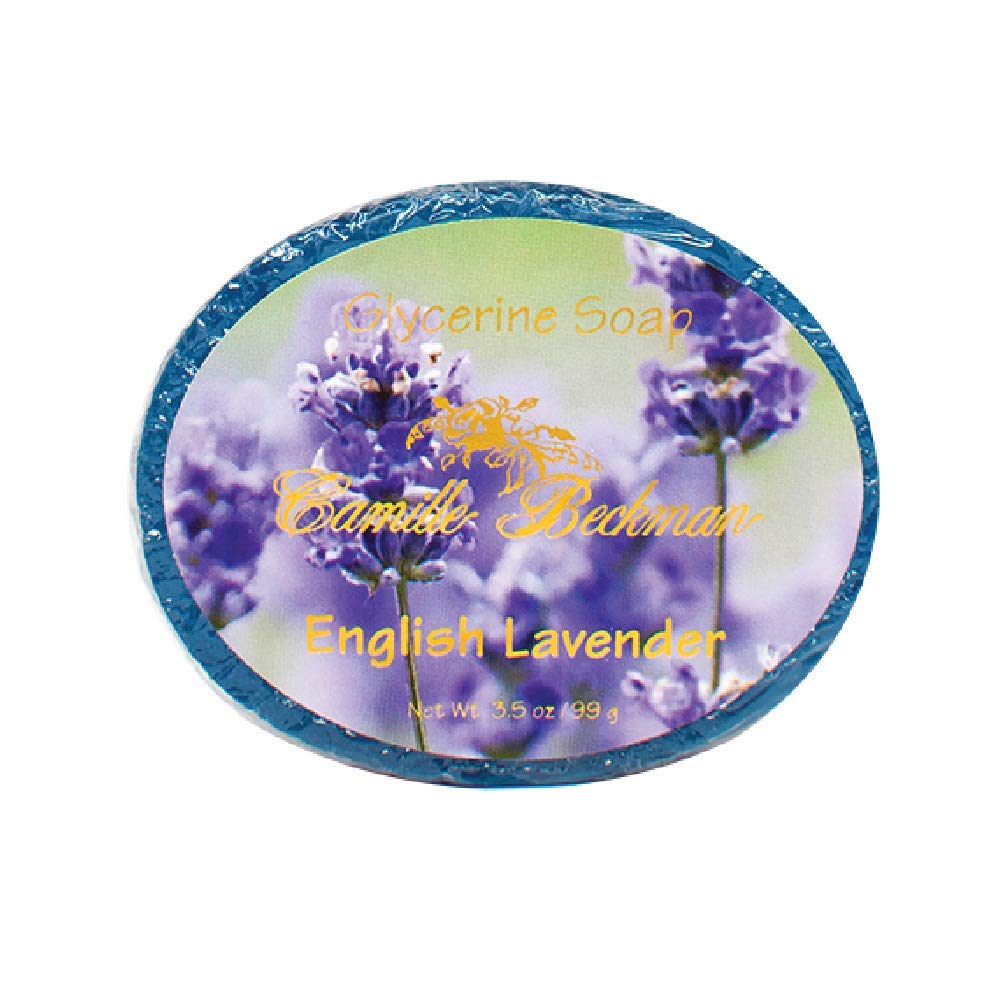 Camille Beckman English Lavender Scented Glycerine Bar Soap for Hands, Face and Body, 3 Bars at 3.5 Ounces Each