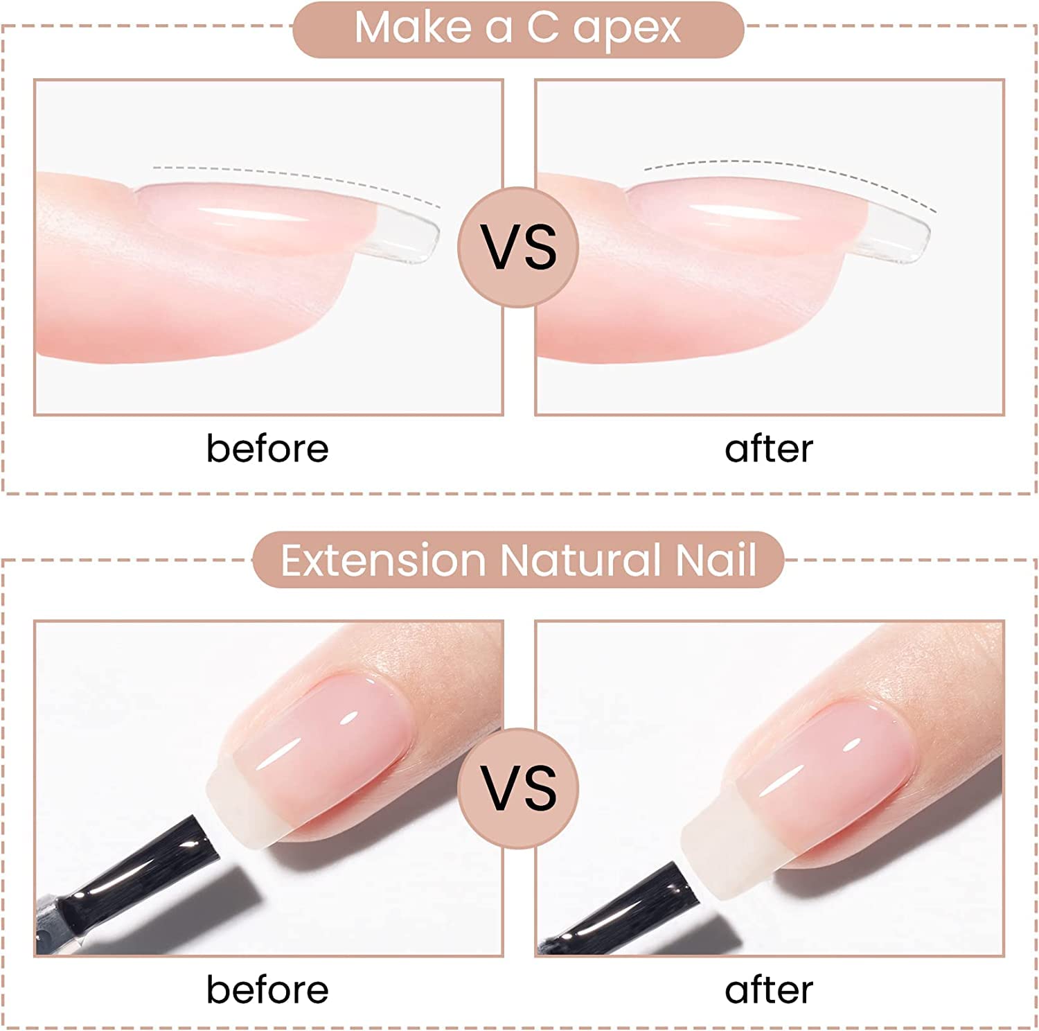 Maychao 15Ml Builder Nail Gel 5 In 1 Clear Builder Strengthener Gel Nail Polish For Nail Extension, Hard Gel Builder Base Gel Rh